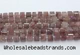 CRB5610 15.5 inches 7mm - 8mm faceted tyre strawberry quartz beads