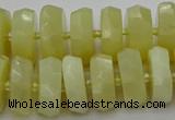 CRB609 15.5 inches 8*18mm faceted rondelle yellow opal beads