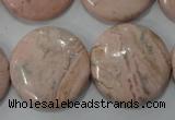 CRC308 15.5 inches 25mm flat round Peru rhodochrosite beads