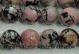 CRD16 15.5 inches 14mm faceted round rhodonite gemstone beads