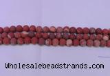 CRE165 15.5 inches 14mm round matte red jasper beads