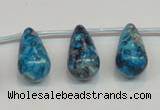 CRF68 11*21mm top-drilled teardrop dyed rain flower stone beads