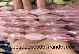 CRI117 15.5 inches 10*30mm faceted rice rose quartz beads
