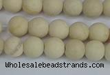 CRJ611 15.5 inches 6mm round matte white fossil jasper beads