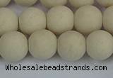 CRJ612 15.5 inches 8mm round matte white fossil jasper beads