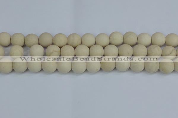 CRJ613 15.5 inches 10mm round matte white fossil jasper beads
