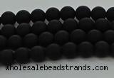 CRO1130 15.5 inches 4mm round matte black agate gemstone beads
