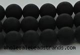 CRO1132 15.5 inches 8mm round matte black agate gemstone beads