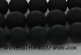CRO1133 15.5 inches 10mm round matte black agate gemstone beads
