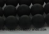 CRO1134 15.5 inches 12mm round matte black agate gemstone beads