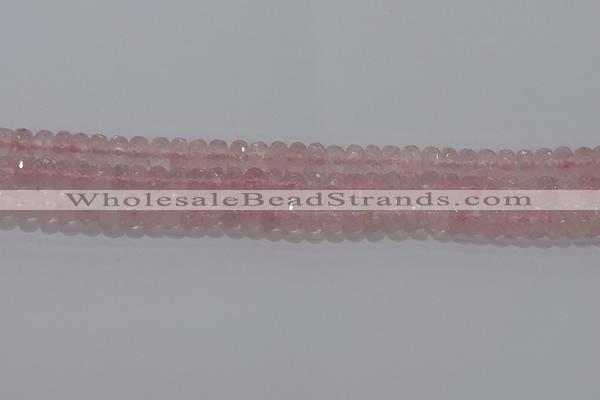 CRQ116 15.5 inches 5*8mm faceted rondelle rose quartz beads