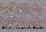 CRQ137 15.5 inches 10mm faceted coin natural rose quartz beads