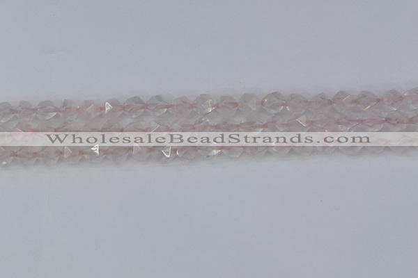 CRQ401 15.5 inches 6mm faceted nuggets rose quartz beads
