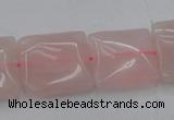 CRQ625 15.5 inches 18*18mm square rose quartz beads wholesale