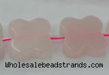 CRQ714 15.5 inches 20*20mm carved flower rose quartz beads