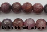 CRZ852 15.5 inches 8mm faceted round natural ruby gemstone beads