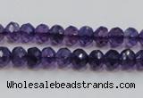 CSA20 15.5 inches 6*8mm faceted rondelle synthetic amethyst beads