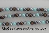 CSB1000 15.5 inches 4mm round mixed color shell pearl beads