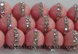 CSB1507 15.5 inches 10mm round shell pearl with rhinestone beads