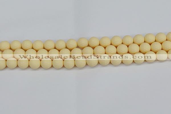 CSB1802 15.5 inches 8mm faceetd round matte shell pearl beads