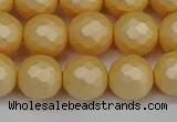 CSB1824 15.5 inches 12mm faceetd round matte shell pearl beads