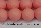 CSB1855 15.5 inches 14mm faceetd round matte shell pearl beads