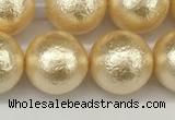 CSB2225 15.5 inches 14mm round wrinkled shell pearl beads wholesale