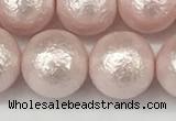CSB2235 15.5 inches 14mm round wrinkled shell pearl beads wholesale