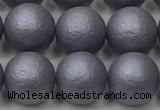 CSB2483 15.5 inches 10mm round matte wrinkled shell pearl beads