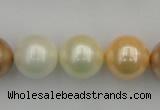 CSB392 15.5 inches 16mm round mixed color shell pearl beads