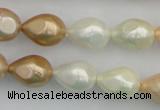 CSB415 12*15.5mm faceted teardrop mixed color shell pearl beads