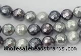 CSB460 15.5 inches 8mm faceted round mixed color shell pearl beads