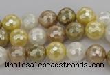 CSB521 15.5 inches 10mm faceted round mixed color shell pearl beads