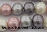 CSB694 15.5 inches 13*15mm oval mixed color shell pearl beads