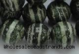 CSJ08 15.5 inches 18mm round green silver line jasper beads wholesale