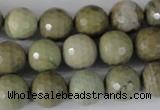 CSL112 15.5 inches 12mm faceted round silver leaf jasper beads