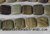 CSL118 15.5 inches 12*12mm square silver leaf jasper beads wholesale