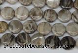 CSL27 15.5 inches 10mm flat round silver leaf jasper beads wholesale