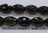 CSQ113 12*16mm faceted rice grade AA natural smoky quartz beads
