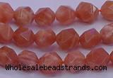 CSS681 15.5 inches 6mm faceted nuggets natural sunstone beads