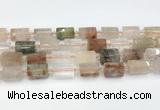 CTB886 13*25mm - 14*19mm faceted tube mixed rutilated quartz beads
