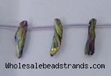 CTD1102 Top drilled 4*12mm - 5*18mm nuggets plated quartz beads