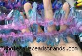 CTD1210 Top drilled 7*25mm - 9*40mm sticks plated quartz beads
