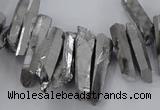CTD1623 Top drilled 4*15mm - 6*35mm sticks plated quartz beads