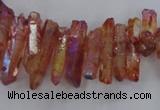 CTD1716 Top drilled 5*10mm - 6*30mm sticks plated white crystal beads
