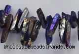 CTD1721 Top drilled 5*10mm - 6*30mm sticks plated white crystal beads