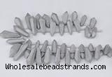 CTD2852 Top drilled 10*20mm - 15*50mm sticks plated quartz beads