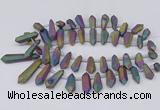 CTD2855 Top drilled 10*20mm - 15*50mm sticks plated quartz beads
