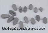 CTD2901 Top drilled 15*25mm - 25*55mm freeform plated druzy agate beads