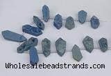 CTD2904 Top drilled 15*25mm - 25*55mm freeform plated druzy agate beads